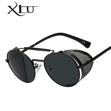 XIU стимпанк Металлические Мужские Солнцезащитные очки Ретро винтажные мужские женские брендовые дизайнерские солнцезащитные очки модные Шикарные очки UV400