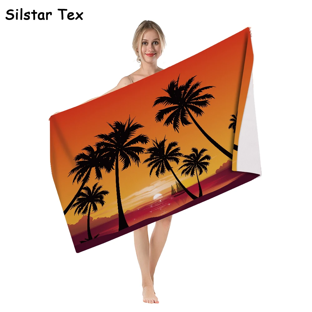 

Silstar Tex 3D Printing Palm Tree Geometry Beach Towel Microfiber Bath Towels Camping Sport Yoga Towels Bathroom Beach Wrap