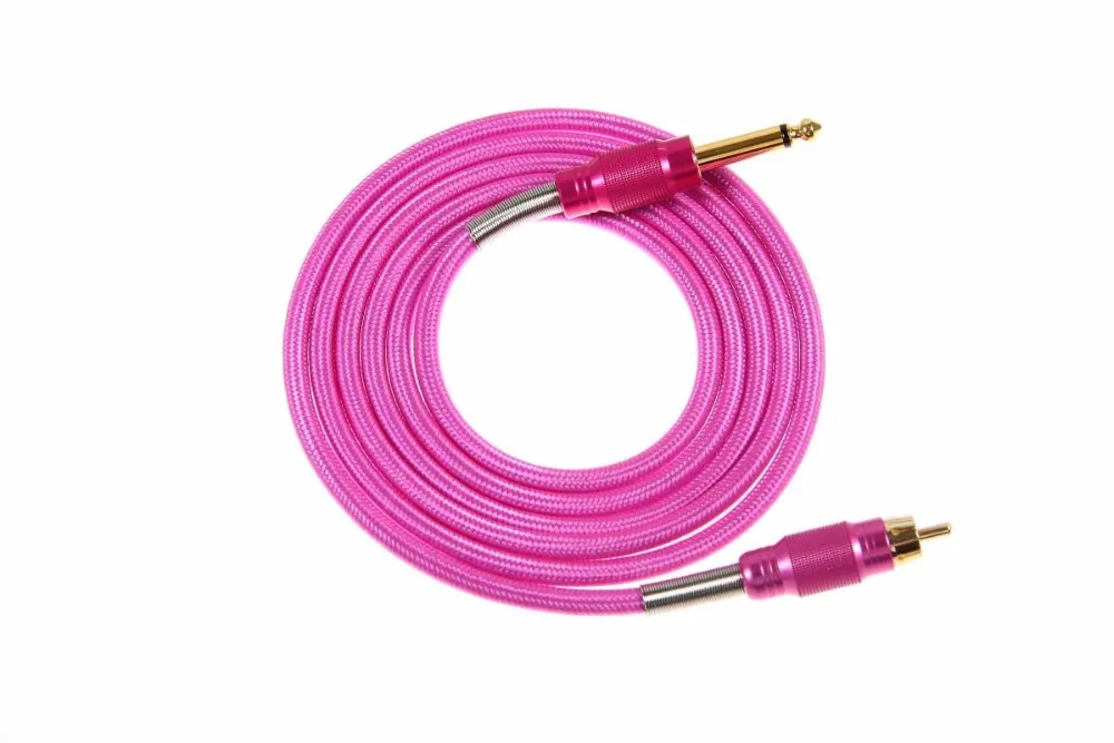 Татуировки распределения питания татуировки Клип шнур Питание RCA кабель для профессиональных розовый