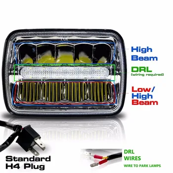 

2 X LED 5" X7" LED Headlight Replacement Lamp DRL for Jeep Cherokee XJ Trucks