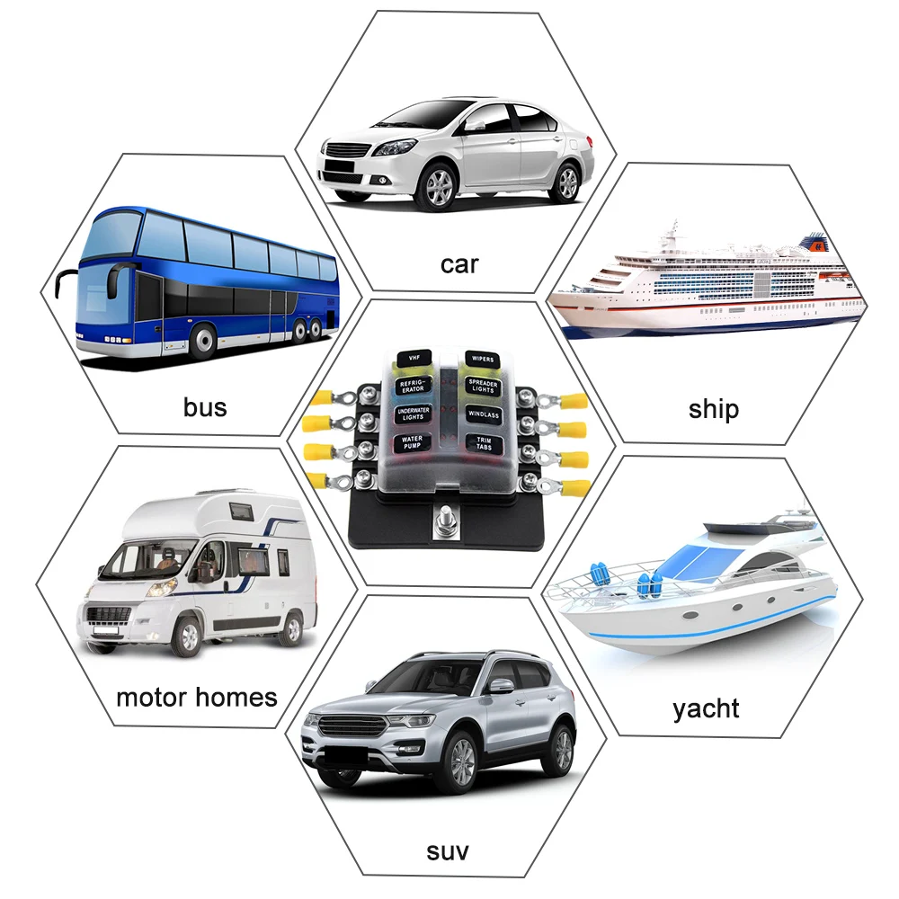 8 способ лезвие держатель предохранителя блок предохранителей светодиодный индикатор 10 шт. предохранители 10 шт. соединительные клеммы для морской караван грузовик; ЛЕГКОВАЯ машина; лодка