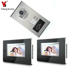 YobangSecurity 7″ Wired Video Door Phone Doorbell Intercom Security RFID Access Door Camera Bell System For 2 Multi Apartment