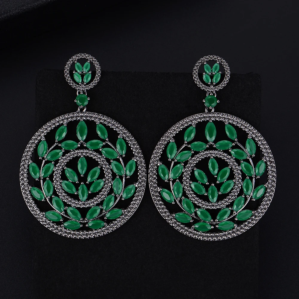 

missvikki Luxury Ear Pendant Earrings For Women Round With Cubic Zircon Silver High Level Jewelry Women Annniversary Jewelry