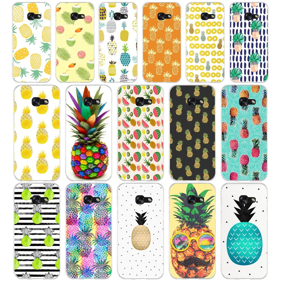 

77AQ Fruit Pineapple print Soft Silicone Tpu Cover phone Case for Samsung galaxy a3 a5 2016 2017 a6 A8 2018