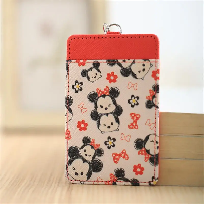 

Disney cartoon tsum creative pu Card & ID Holders keychain student ID set access control badge leather card cover storage set