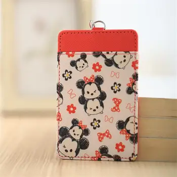 

Disney cartoon tsum creative pu Card & ID Holders keychain student ID set access control badge leather card cover storage set