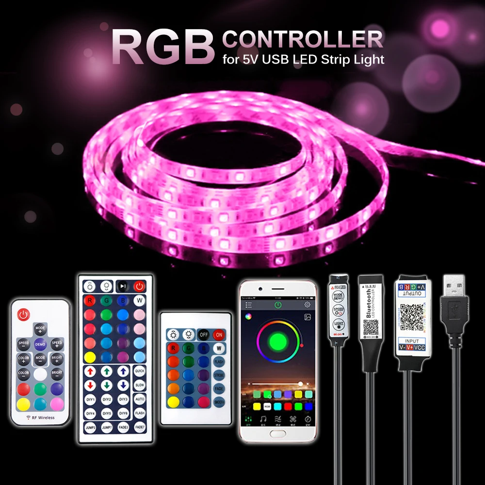 

USB RGB LED Controller 5V Led Strip Light Remote Control 4pin Female Connector for Ledstrip RGB Dimmer DC 5V JQ