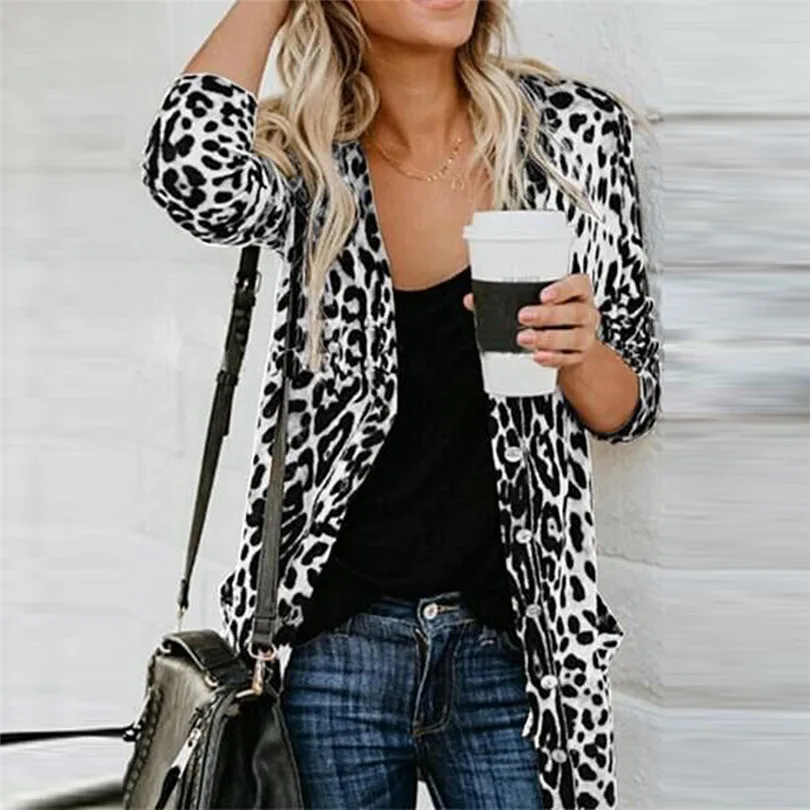  Fashion Womens Autumn Winter Casual Long Sleeve Leopard Print Fashion Coat Bllouse T-Shirt Tops Long coat New Arrival#4F01 (27)