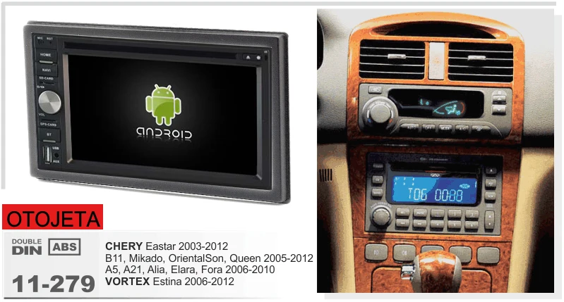 

Frame+android 6.0 car dvd player for chery eastar A5 a21 alia elara fora queen mikado orientalson b11 tape recorder headunits