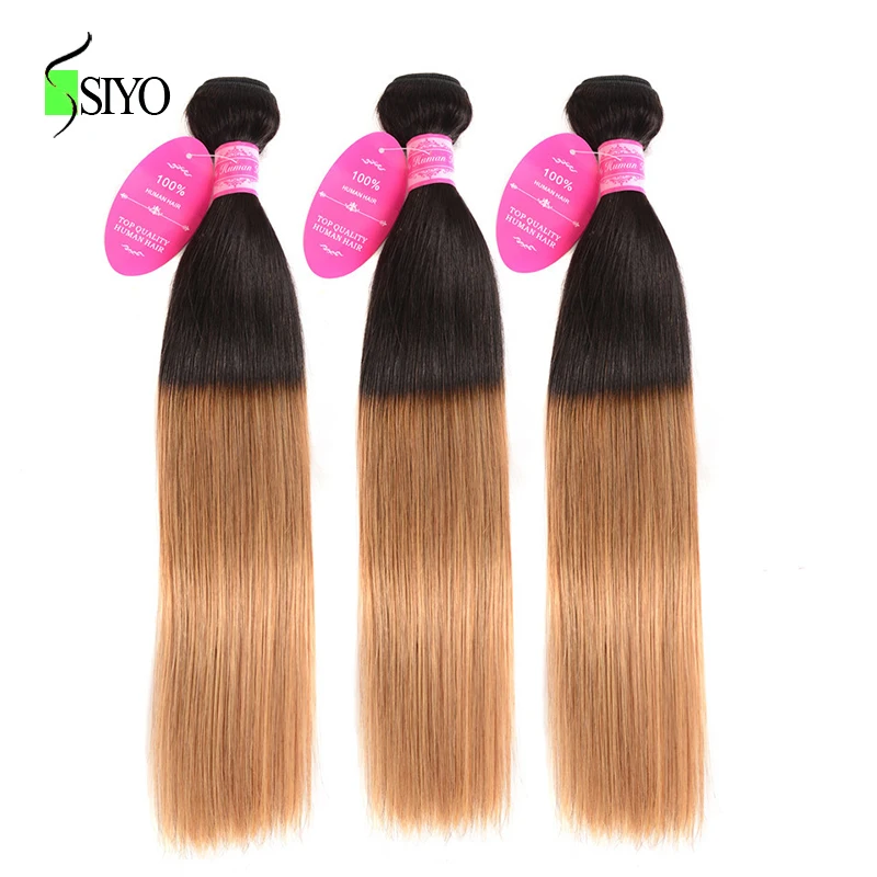

SIYO Ombre Brazilian Hair Straight Hair Bundles 3 PC 1B/27 Brown Honey Blonde Remy Human Hair Extensions Free Shipping