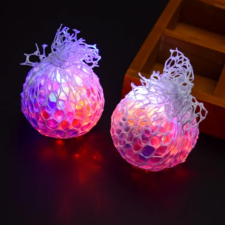

1pcs Funny Glowing Squishy Grape Squeeze Ball Mesh Stress Relief Toy for Kids Adult Glow in the Dark Toys For Children Gifts
