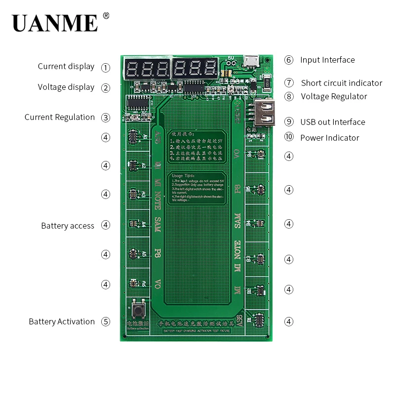 8 in 1 Black Apple Battery Charging Activation Board  Power Supply Phone Current Test Cable for iPhone 6SPlus  6S 7G 7P SAMSUNG