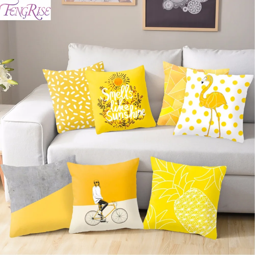 

FENGRISE Polyester Geometric Cushion Yellow Pineapple Pillow Decorative Cushion for Sofa DIY Printed Pillow Seat Chair Cushion