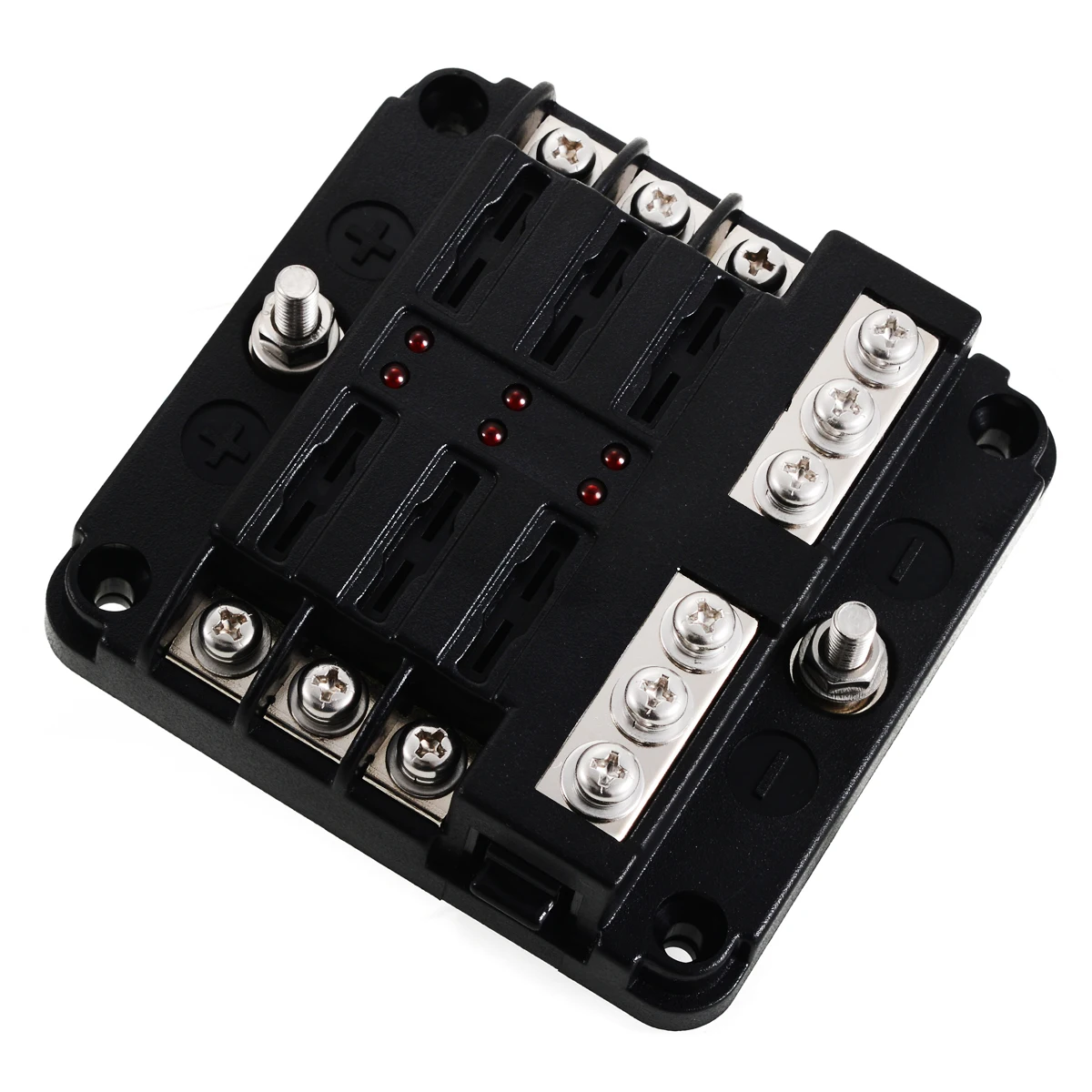 1 Set 12V 24V Car Blade Fuse Block Case With LED Indicator Light 6 Way Blade Fuse Holder Box for Auto Truck RV Marine Bus