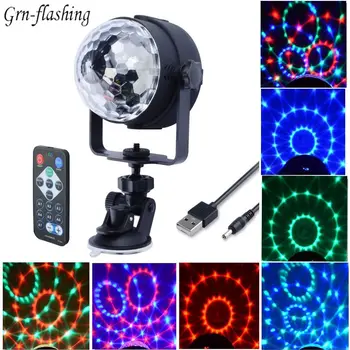 

3W USB 5V Mini Disco ball lamp DJ KTV Stage light Wireless IR Remote Voice activated Lamp home Party dance floor RGB light show