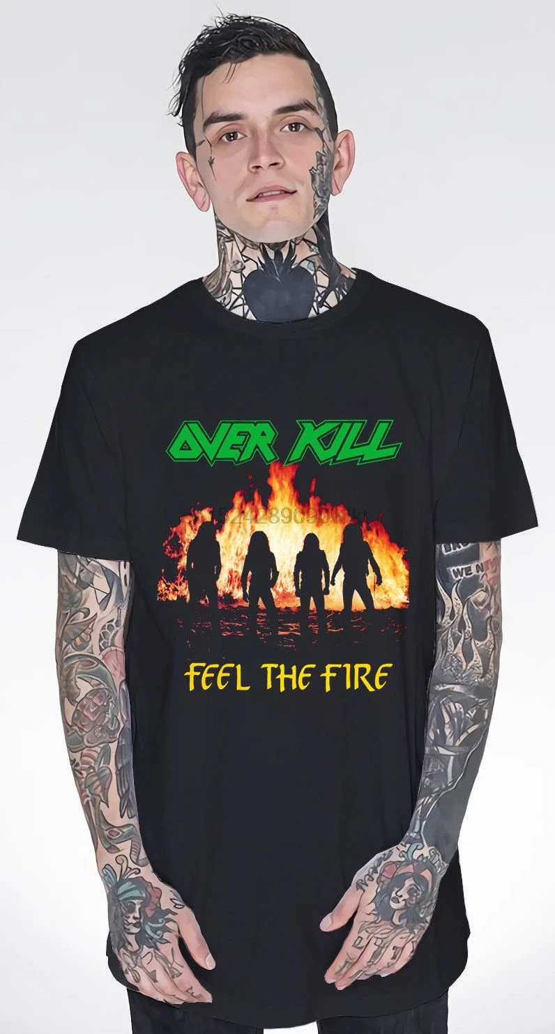 OVERKILL T Shirt Feel The fire Short Sleeve All Men Cotton-in T-Shirts
