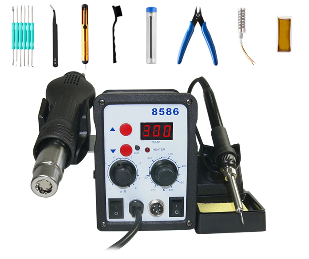 PJLSW 8586 700W ESD Soldering Station LED Digital Solder Iron Desoldering BGA Rework Hot Air Gun Welder | Инструменты