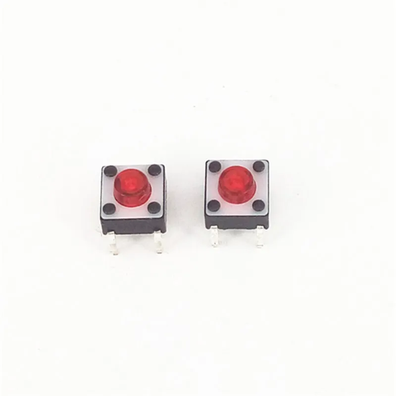 100pcs/lot Switch accessories Red Head 6*6*5 Light Touch Switch Red Micro Switch Button Switch