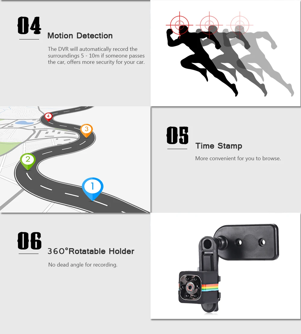 Quelima SQ11 Mini Camera 1080P HD Camcorder with Night Vision