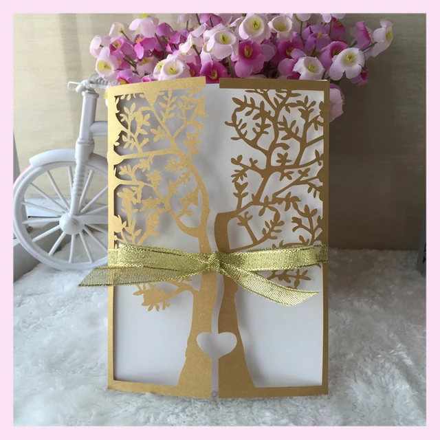 Custom Design Royal Wedding Invitation Card Loasher Cut With Your Custom Design Royal Wedding Invitation Card Loasher Cut With Your Words Color Mixed Love Tree