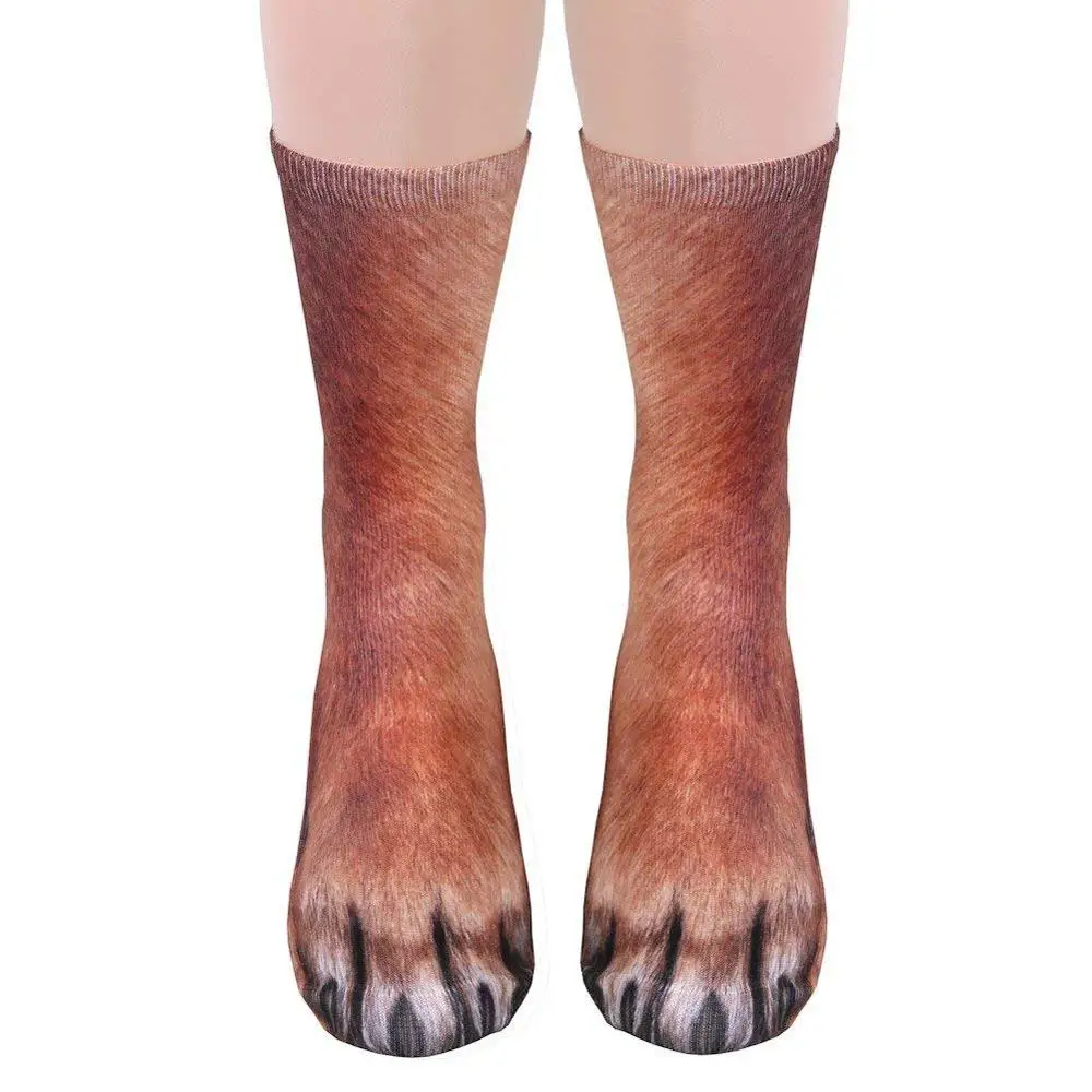 3D носки с имитацией лап животных хлопковые носки новые носки с рисунками животных, собак, лошадей, кошек, тигров, динозавров, лап для мужчин и женщин, забавные носки - Цвет: dog