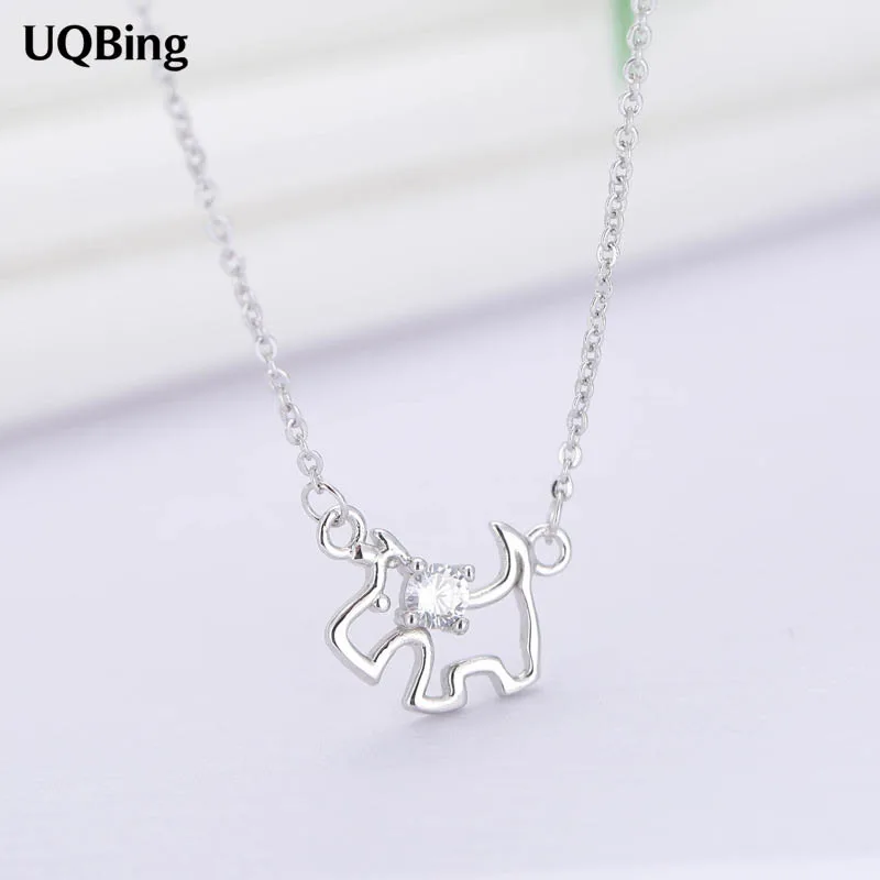

925 Sterling Silver Rhinestone Dog Pendants&Necklaces Pure Sterling Silver 925 Chain Necklace Jewelry Collar Colar de Plata