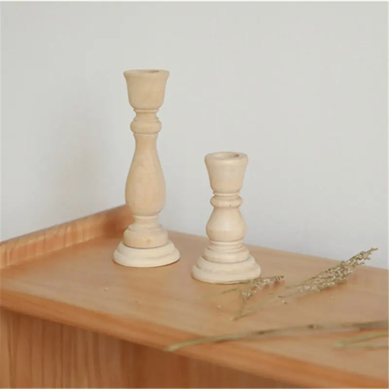 

4/6.88in Wooden Candlestick Wedding Candle Holder Vintage Wood Pillar Candlestick Holder Candle Stand Nordic Home Decor