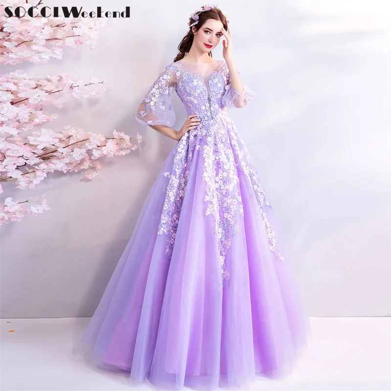 Robe De Soiree длинное вечернее платье SOCCI Weekend с кристаллами и вышивкой светло