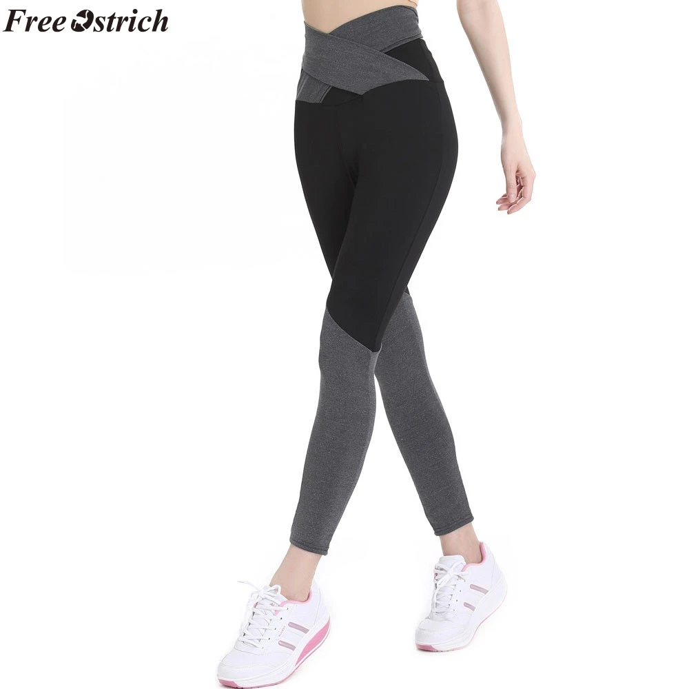 

FREE OSTRICH Leggings Women stitching knotted elastic plus size fashion slim push up trousers jogging workout fitness pants