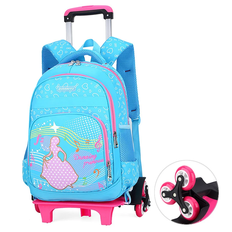 GRADE 2-6 Kids Trolley Schoolbag Luggage Book Bags boys girls Backpack Latest Removable Children School Bags 2/6 Wheels