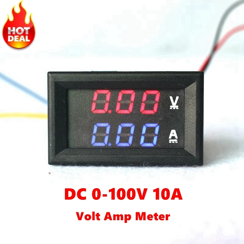 Mini Digital Voltmeter Ammeter DC 100V 10A Panel Amp Volt