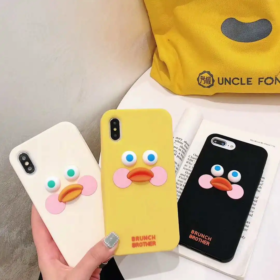 Чехол для телефона с объемным мультяшным рисунком happy duck iphone X XS Max XR 6 6s 7 8 plus модный