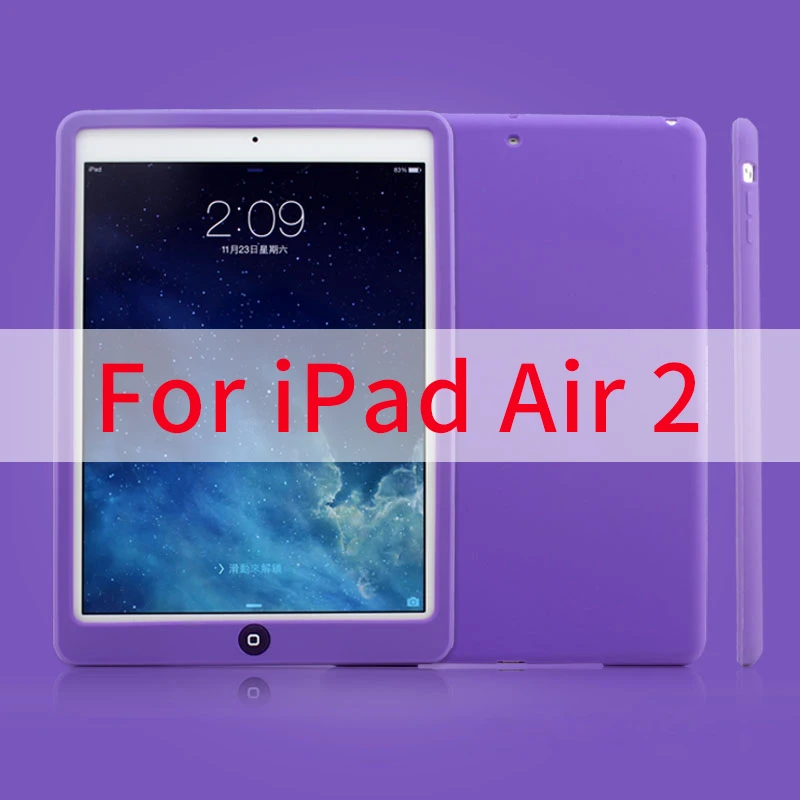 Дети Ударопрочный силиконовый чехол для IPad Air 1 2 противоударный мягкий чехол для apple iPad Air 2 1 9,7 дюймов a1474/a1475/a1476 планшеты - Цвет: Air 2 Purple