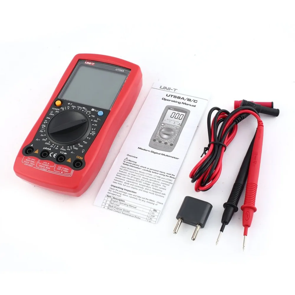 

Digital Multimeter UNIT DC/AC Voltage Current Meter Handheld Ammeter Ohm Diode Capacitance Tester 1999 Counts Multitester