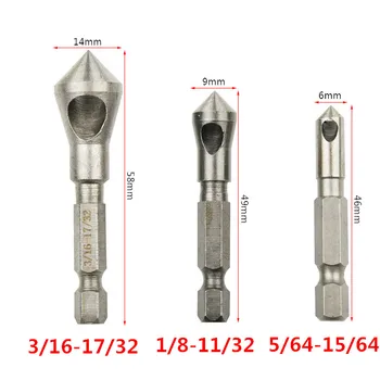 

3PC 90-degree Hex Shank Inch Oblique Hole Chamfering knife/with hole chamfering/ Deburring Drill Bits /countersink drill