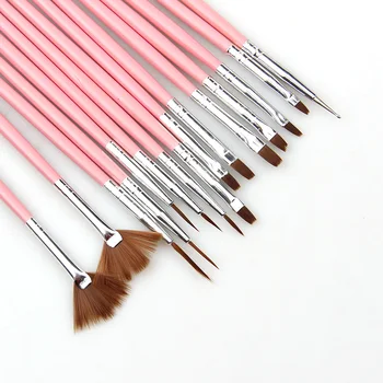 

15Pcs/Set Pink And White Nail Art Brush Drawing Paint Brush Set Nail Brush Set Tools Nail Art Drill Point Pen Gel Brush