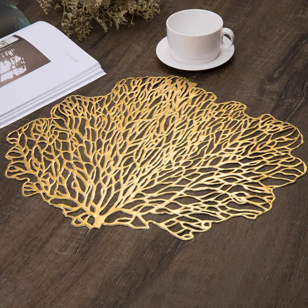 

Tree Shape PVC Hollow Mesh Net Anti-Slip Pad Coaster Bowl Pan Place Mat Decor