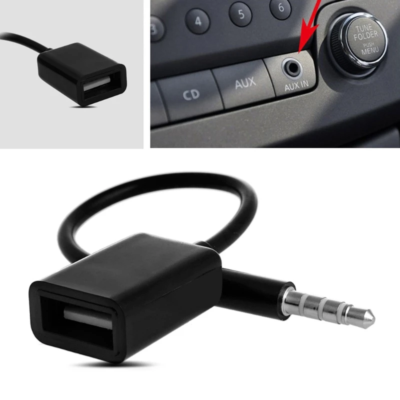 

3.5mm Male AUX Audio Plug Jack To USB 2.0 Female Converter Cable Cord Car MP3