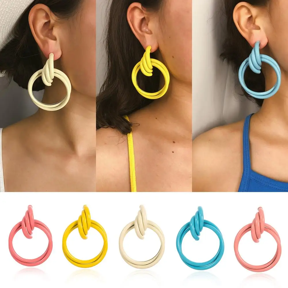 

Women Fashion Exaggerate Bright Colorful Big Circle Earrings For Women Statement Jewelry Candy Color Paint Oorbellen