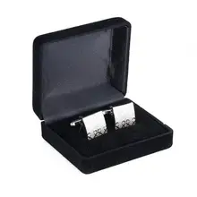 Классический черный с ворсистой отделкой футляр для запонок бархатные витрины Чехлы запонки сумки для переноски мужские подарочные коробки 24 шт./партия