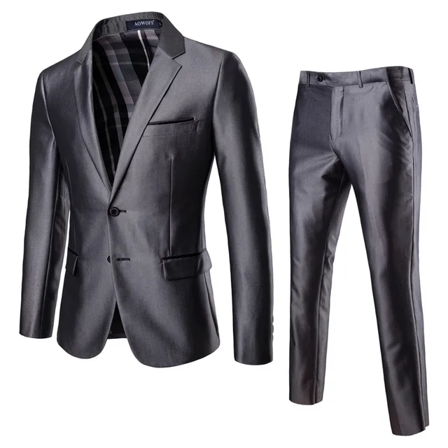 England Style Mens Gray Suits (Jackets+Pants) 2018 Brand Business Soft Suit For Men Slim Fit