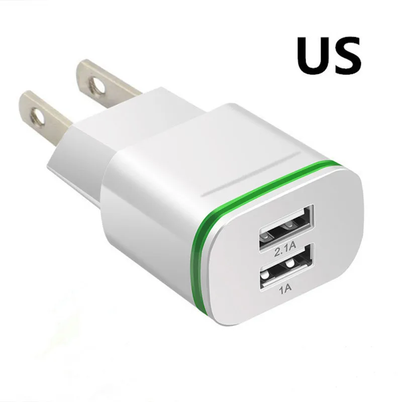 Faichoy светодиодный светильник 5V 2.1A EU/US Plug Phone USB зарядное устройство для iPhone huawei 2 порта USB зарядное устройство адаптер устройство микро-зарядка данных - Тип штекера: White  Not  Cable