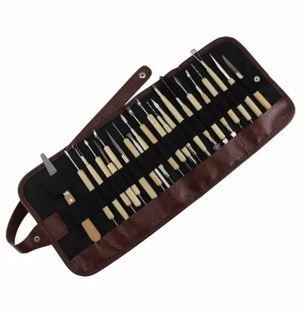 

22pcs Pottery Tools with Bag Stainless Steel and Wooden Handle Clay Pottery Sculpture Tool Wood Knife
