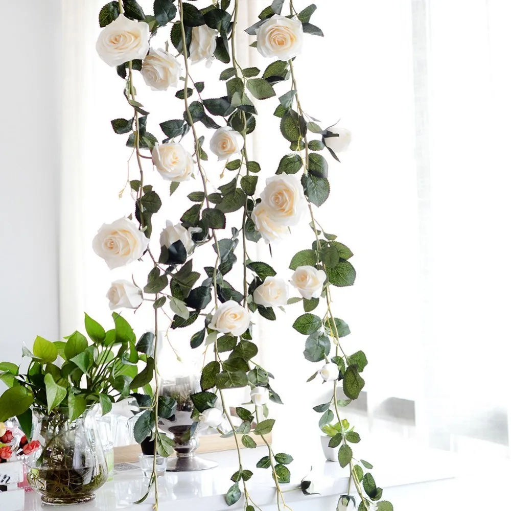 180cm Artificial Rose Vine Wedding Arch decoration Vine Artificial flowers Home party decor Silk Ivy wall Hanging Garland Wreath 180cm Artificial Rose Vine Wedding Arch decoration Vine Artificial flowers Home party decor Silk Ivy wall Hanging Garland Wreath