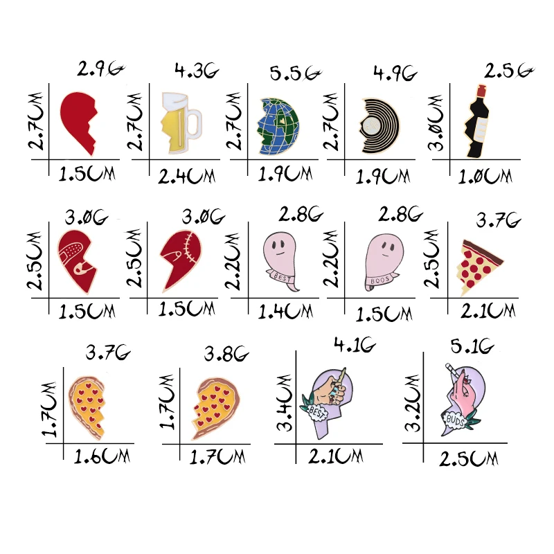 Комплект из 2 предметов, броши, эмалированные булавки, разбитое сердце, пиво, земля, палец, пицца, куртки, нагрудные булавки для мужчин и женщин, для сумки, бейджи, ювелирные изделия, подарки для пар