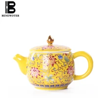 200cc креативный керамический фарфор Handgrip чайник ручной росписью желтый Эмаль цвет пуэр Tieguanyin Черный чайник отправлен друзьям