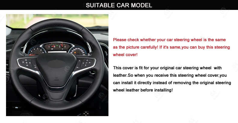 for Chevrolet Malibu XL 2016 2017 Equinox 2017 Black Artificial Leather Auto Steering Wheel Covers Accessories