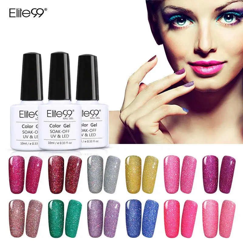 

Elite99 All 12pcs Soak Off Bling Neon Color Gel UV LED Gorgeous Shimmer Nail Varnish Top and Base Coat Needed Gel Nail Polish