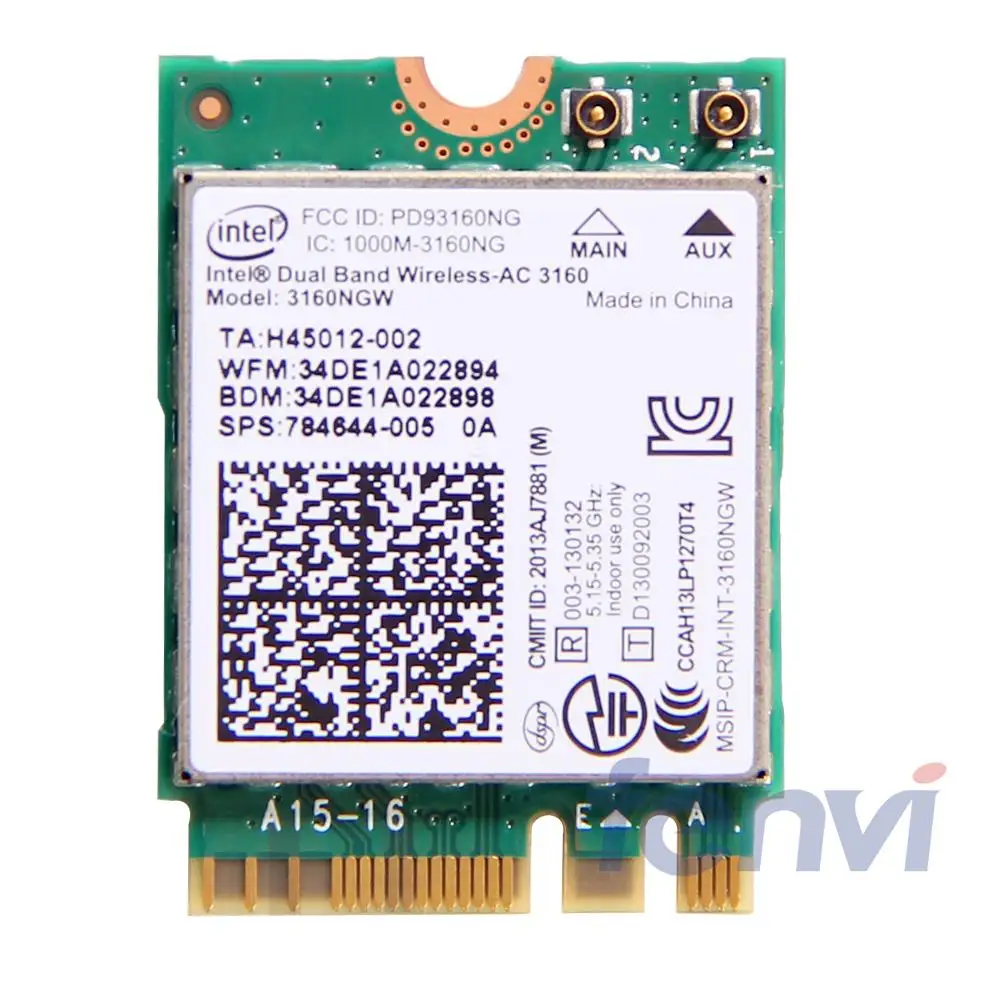 Для intel Dual band wireless-AC 3160 3160NGW NGFF M.2 Wifi Bluetooth 802.11ac 2,4G/5 Ghz ноутбук Wlan BT 4,0 комбинированная беспроводная карта