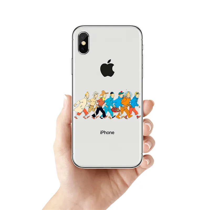 Как Aventuras Де Тинтин силиконовый Suave TPU Caso Capa Para o iphone XR 10 8 7 Plus 6 6 s Plus 5 XS Max 5 5C 4 4s Caso Fundas Coque - Color: TPU